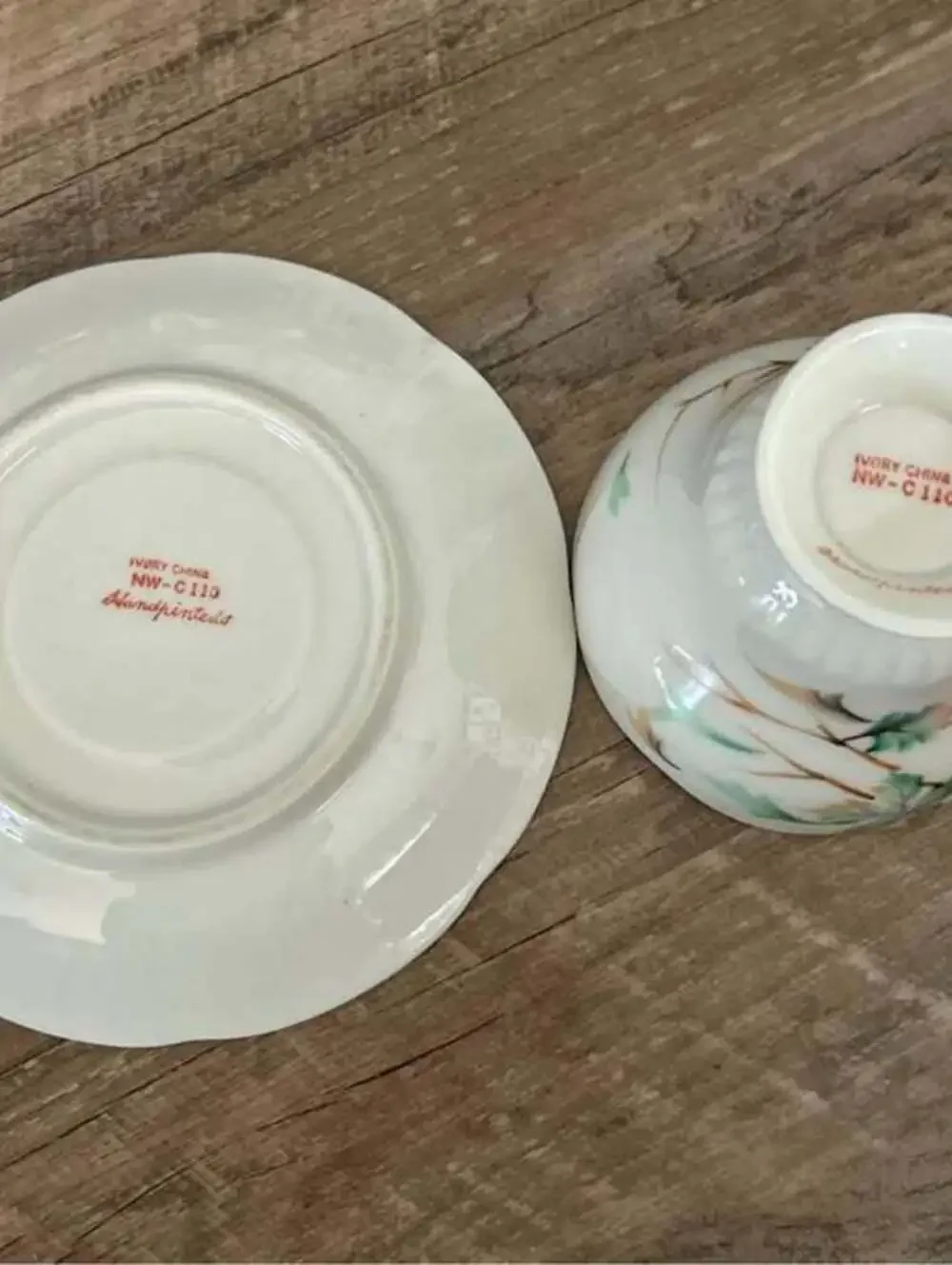 Vintage Hand-Painted Porcelain Teacup and Saucer Set